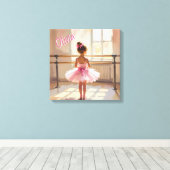 Personalized Ballet themed Ballerina in Pink Canvas Afdruk (Insitu (Houten vloer))