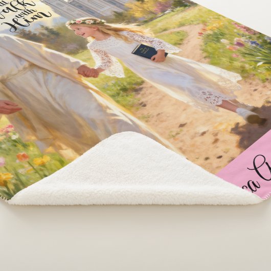 Personalized Baptism Blanket-I Will Walk With Him Sherpa Deken (3/4)