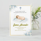 Personalized Baptism Ceremony Baby Boy  Kaart (Staand voorkant)