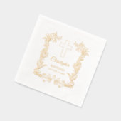 Personalized Baptism Floral Cross Folie Servetten (Links)