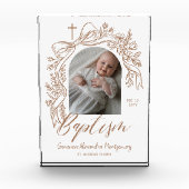 Personalized Baptism Keepsake Floral Baby Gift Fotoblokken (Voorkant)