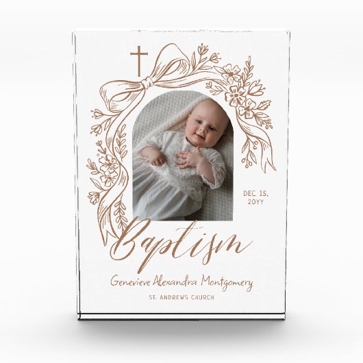 Personalized Baptism Keepsake Floral Baby Gift Fotoblokken (Voorkant)