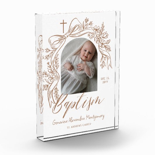 Personalized Baptism Keepsake Floral Baby Gift Fotoblokken (Links)