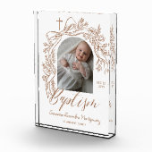 Personalized Baptism Keepsake Floral Baby Gift Fotoblokken (Rechts)