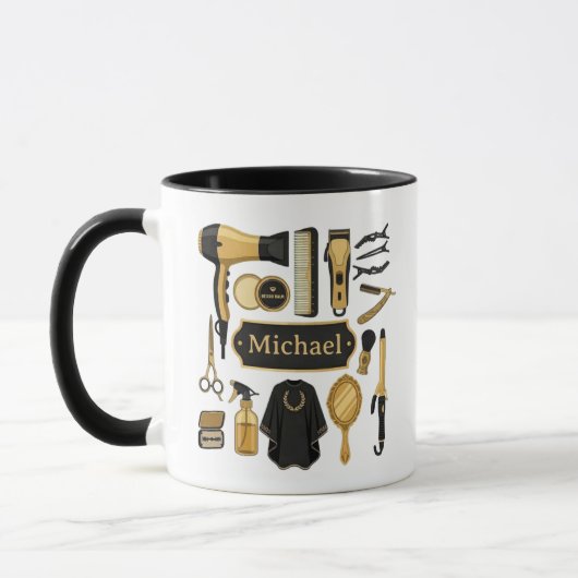 ​Personalized Barber Tools Custom Name Coffee Mug Mok (Links)