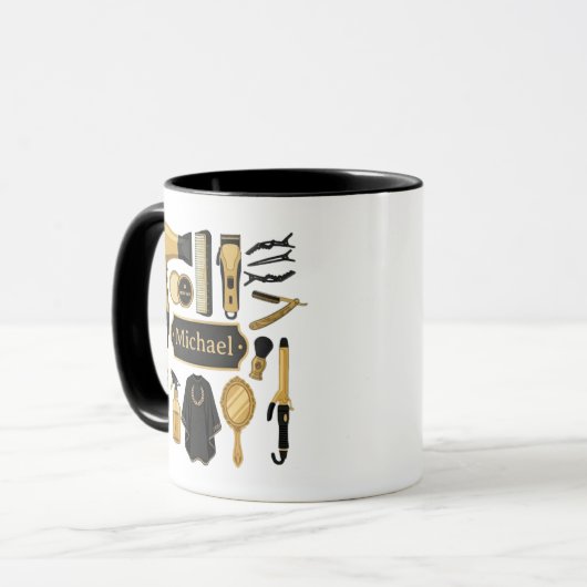 Personalized Barber Tools Custom Name Coffee Mug Mok (Voorkant links)