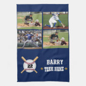 Personalized Baseball 4 Photo Collage Name Team Theedoek (Verticaal)