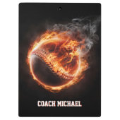 Personalized  Baseball Ball on Fire Klembord (Achterkant)