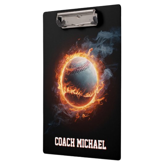 Personalized Baseball Ball on Fire Klembord (Links)