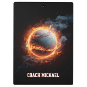 Personalized  Baseball Ball on Fire Klembord (Achterkant)