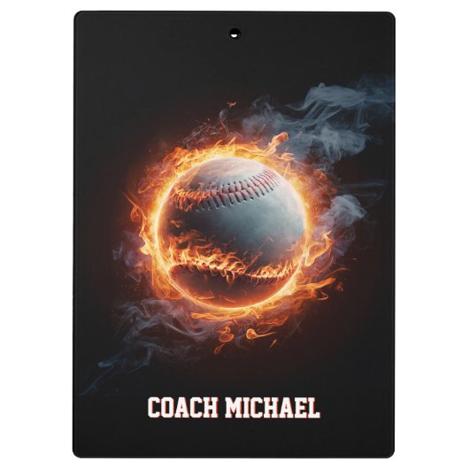 Personalized Baseball Ball on Fire Klembord (Achterkant)