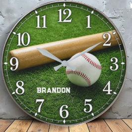 Personalized Baseball Bat and Ball on Green Field Grote Klok