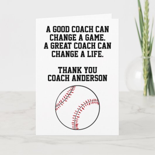 Personalized Baseball Coach From Team Players Kaart (Voorkant)