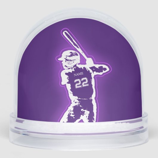 Personalized Baseball Player neon glow effect Sneeuwbol (Voorkant)
