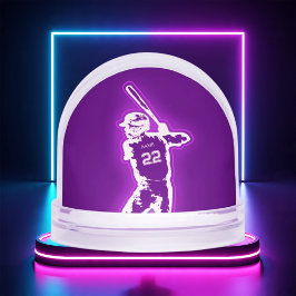 Personalized Baseball Player neon glow effect Sneeuwbol
