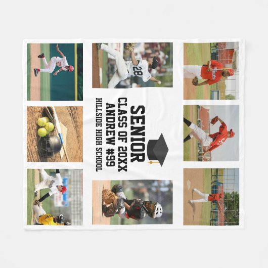 Personalized Baseball Senior Class Of Graduation Fleece Deken (Voorkant (Horizontaal))