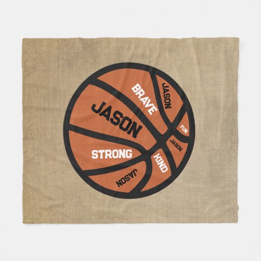 Personalized Basketball Blanket Add Your Name Fleece Deken (Voorkant (Horizontaal))