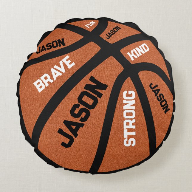 Personalized Basketball Pillow Add Your Name Rond Kussen (Voorkant)