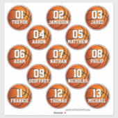 personalized basketball stickers for 13 boys girls (Vel)
