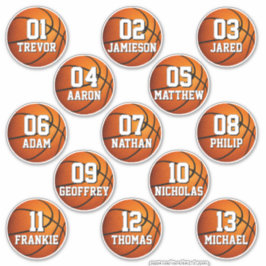 personalized basketball stickers for 13 boys girls