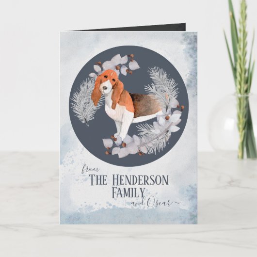 Personalized Bassett Hound Christmas Feestdagen Kaart (Voorkant)
