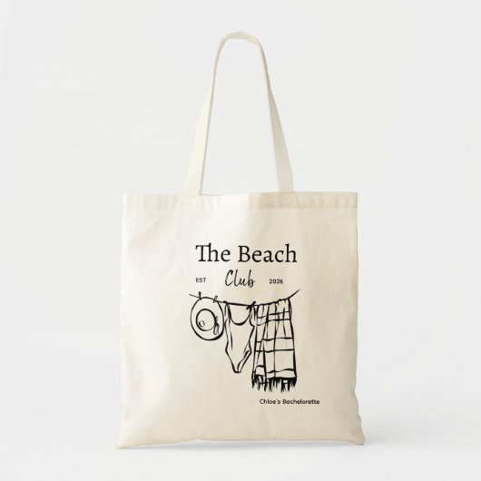Personalized Beach Club Bachelorette Tote Bag  (Voorkant)