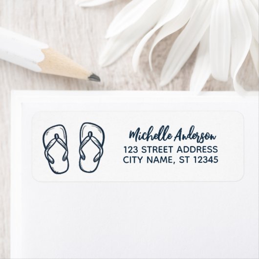 Personalized Beach Flip Flops Return Address       Etiket (Insitu)