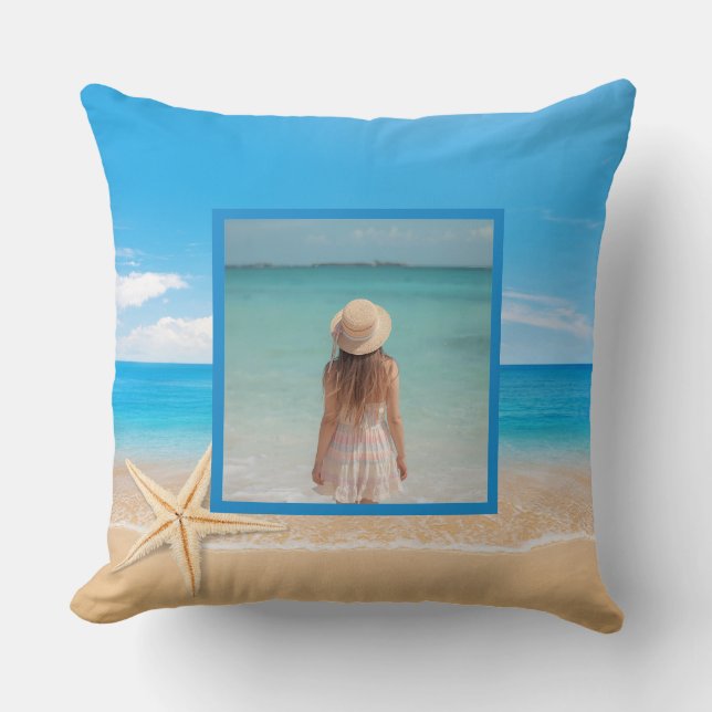 Personalized Beach House Throw Pillow – Custom Kussen (Voorkant)