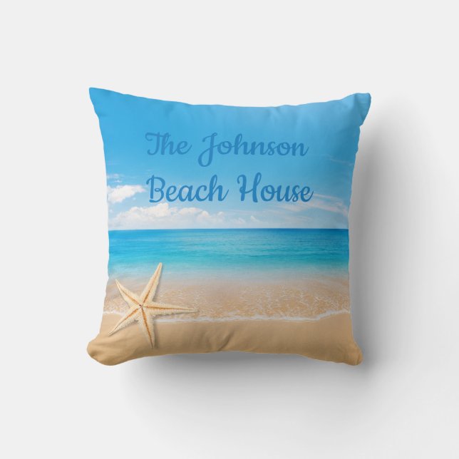 Personalized Beach House Throw Pillow Kussen (Voorkant)