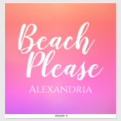 Personalized Beach Pink Orange Ombre Luggage Sticker (Vel)