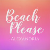 Personalized Beach Pink Orange Ombre Luggage Sticker (Voorkant)
