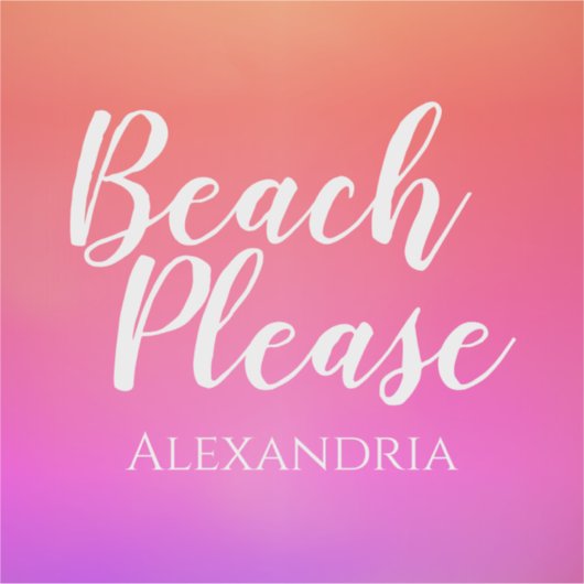 Personalized Beach Pink Orange Ombre Luggage Sticker (Voorkant)