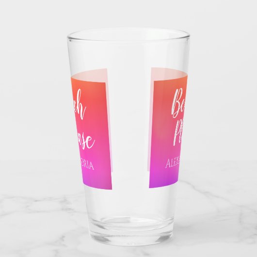 Personalized Beach Please Orange Pink Ombre Glas (Links)