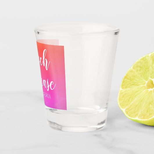 Personalized Beach Please Orange Pink Ombre Shot Glas (Rechts)