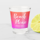 Personalized Beach Please Orange Pink Ombre Shot Glas (Voorkant)