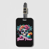 Personalized Beach Please Skull Luggage Tag Bagagelabel (Voorkant (verticaal))