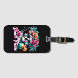 Personalized Beach Please Skull Luggage Tag Bagagelabel