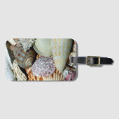 Personalized Beach Seashells Photo Bagagelabel (Voorkant (horizontaal))