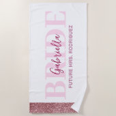 Personalized beach towel for the bride strandlaken (Voorkant)