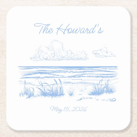 Personalized Beach Wedding Coasters Kartonnen Onderzetters (Voorkant)