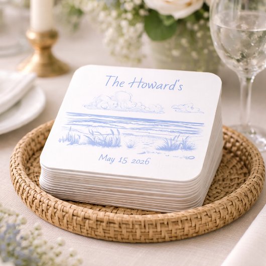 Personalized Beach Wedding Coasters Kartonnen Onderzetters