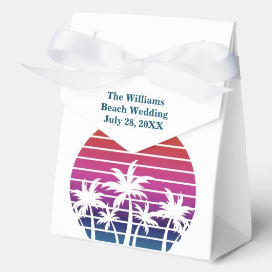 Personalized Beach Wedding Sunset Palm Trees Bedankdoosjes (Voorkant)