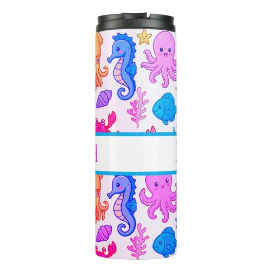 Personalized Beachy drink tumbler Thermosbeker (Achterkant)
