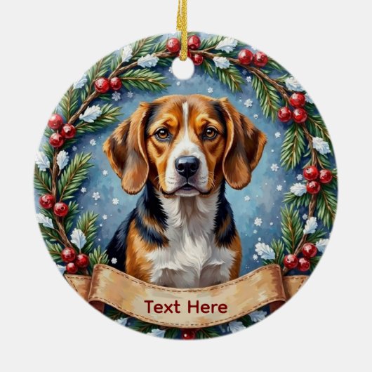 Personalized Beagle Christmas Keramisch Ornament (Achterkant)