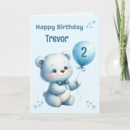 Personalized Bear Childs Birthday Card Kaart