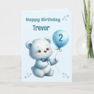 Personalized Bear Childs Birthday Card Kaart