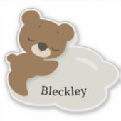 Personalized Bear on Cloud Sticker / Label (Voorkant)