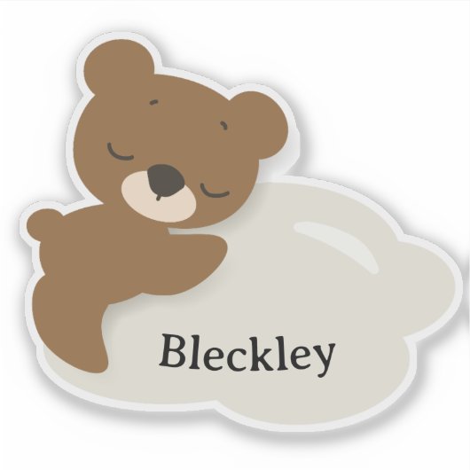 Personalized Bear on Cloud Sticker / Label (Voorkant)
