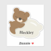 Personalized Bear on Cloud Sticker / Label (Vel)