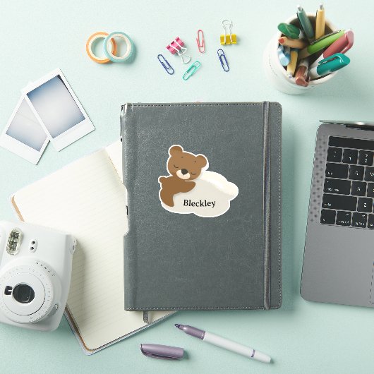 Personalized Bear on Cloud Sticker / Label (iPad Cover)